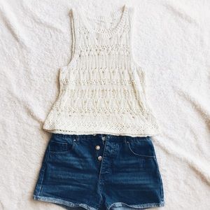 Vintage Knit knit crochet top Size small